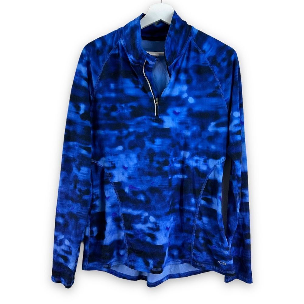 Champion Half Zip Long Sleeve Blue Ladies Athletic‎ Pullover Size M